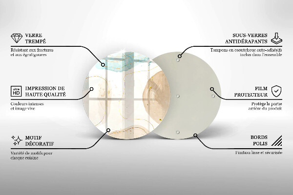 Steklena podloga za rezanje Boho lise in zlato