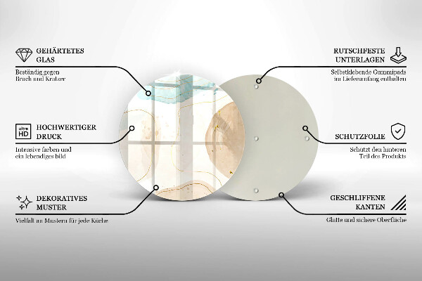 Steklena podloga za rezanje Boho lise in zlato