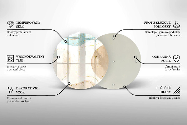 Steklena podloga za rezanje Boho lise in zlato