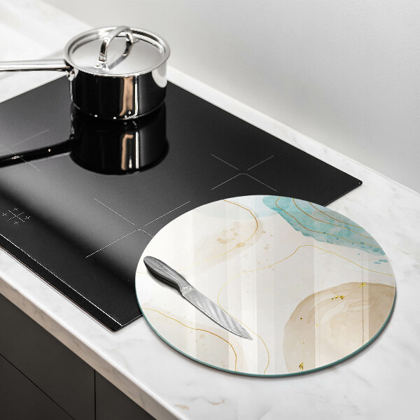 Steklena podloga za rezanje Boho lise in zlato