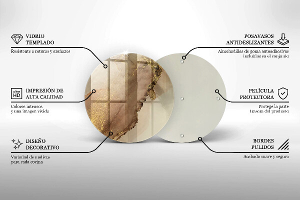 Steklena podloga za rezanje Zlata abstrakcija