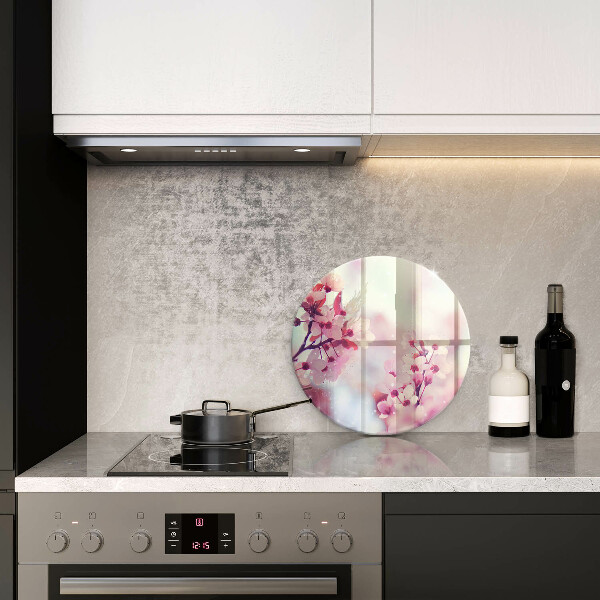 Steklena podloga za rezanje Pomladno roza cvetovi