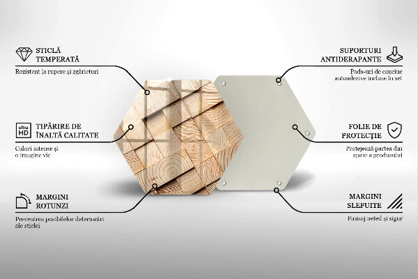 Steklena podloga za rezanje Leseni kvadrati