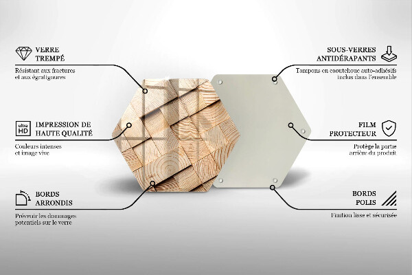 Steklena podloga za rezanje Leseni kvadrati