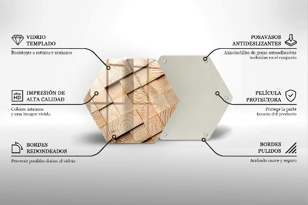 Steklena podloga za rezanje Leseni kvadrati