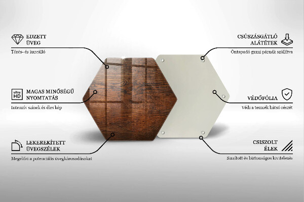 Steklena podloga za rezanje Temna lesena plošča