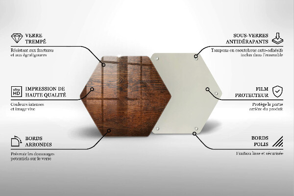 Steklena podloga za rezanje Temna lesena plošča