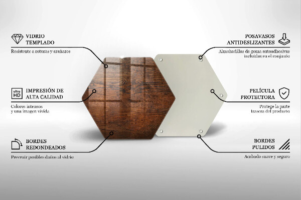 Steklena podloga za rezanje Temna lesena plošča