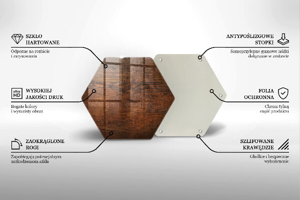 Steklena podloga za rezanje Temna lesena plošča