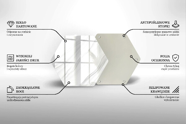 Steklena podloga za rezanje Nežen marmor
