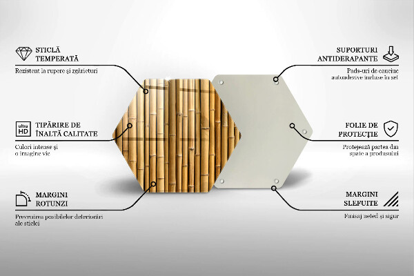 Steklena podloga za rezanje Naravni boho bambus