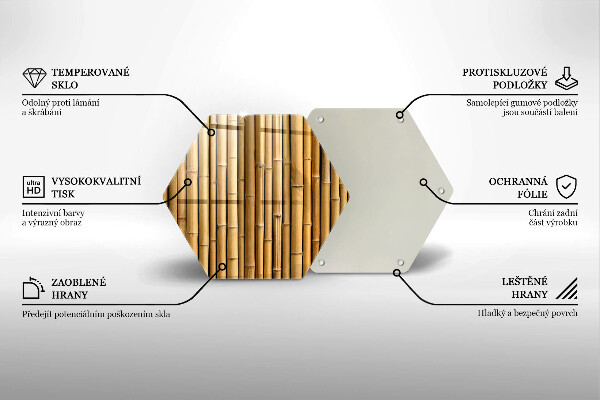 Steklena podloga za rezanje Naravni boho bambus