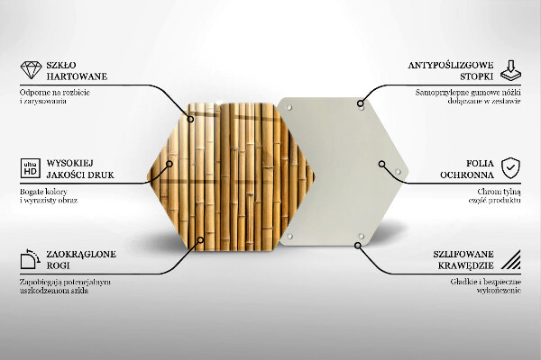 Steklena podloga za rezanje Naravni boho bambus
