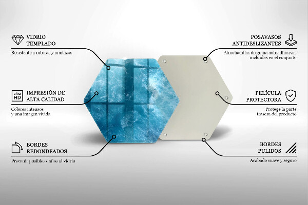 Steklena podloga za rezanje Modra voda