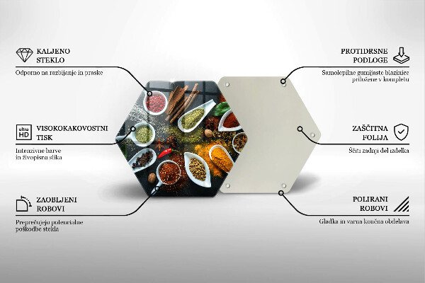 Steklena podloga za rezanje Kuhinjske začimbe