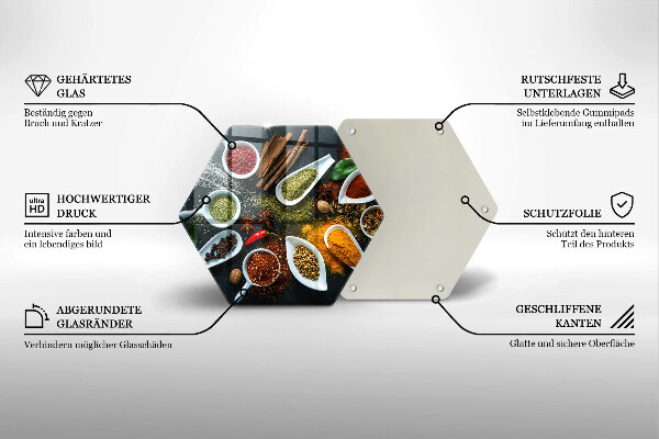 Steklena podloga za rezanje Kuhinjske začimbe