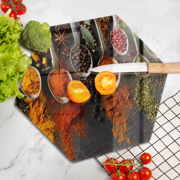 Steklena podloga za rezanje Žlice z začimbami