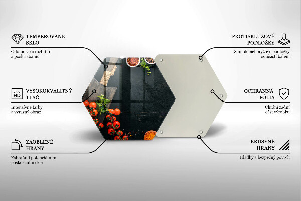 Steklena podloga za rezanje češnjev paradižnik