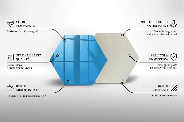 Steklena podloga za rezanje Modra barva