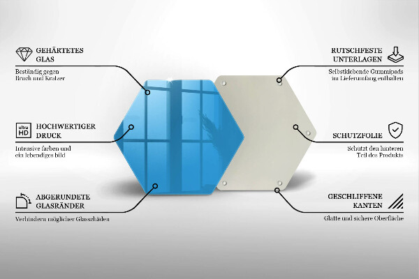 Steklena podloga za rezanje Modra barva