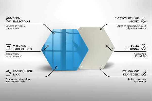 Steklena podloga za rezanje Modra barva