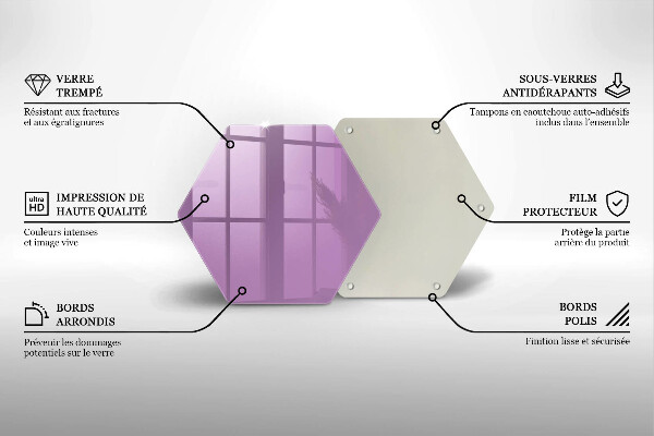 Steklena podloga za rezanje Vijolična barva