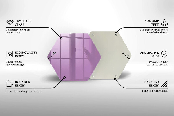 Steklena podloga za rezanje Vijolična barva