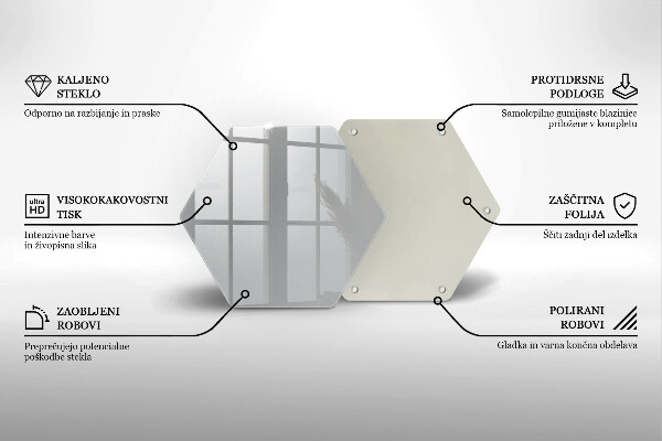Steklena podloga za rezanje Siva barva