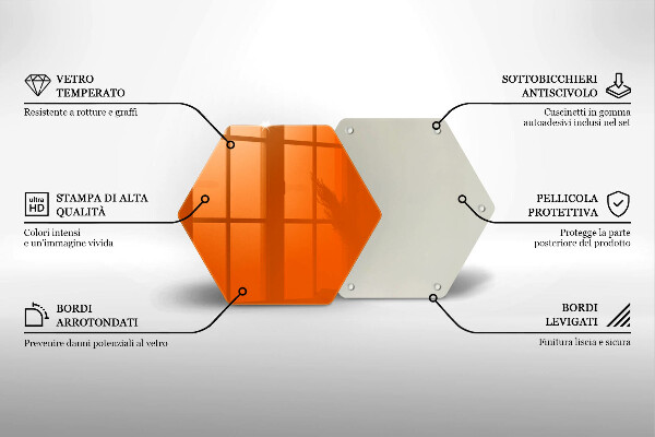 Steklena podloga za rezanje oranžna barva