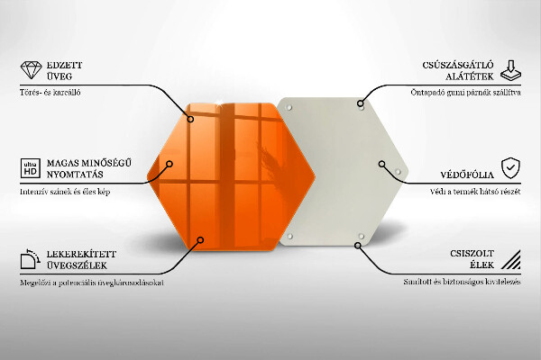 Steklena podloga za rezanje oranžna barva