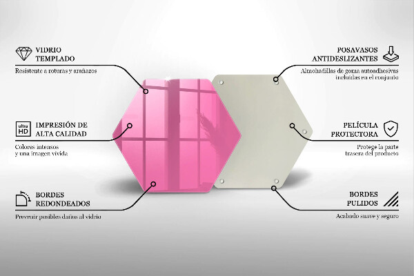 Steklena podloga za rezanje Roza barva