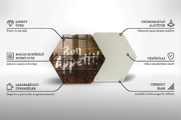 Steklena podloga za rezanje Napisne table Bon Appetit