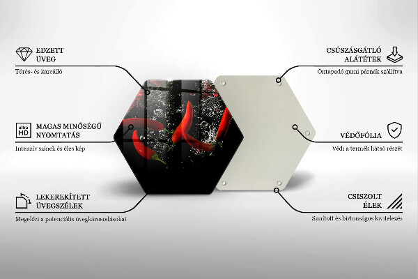 Steklena podloga za rezanje Čili paprike v vodi