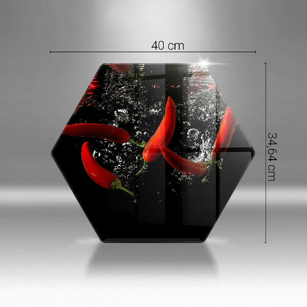 Steklena podloga za rezanje Čili paprike v vodi