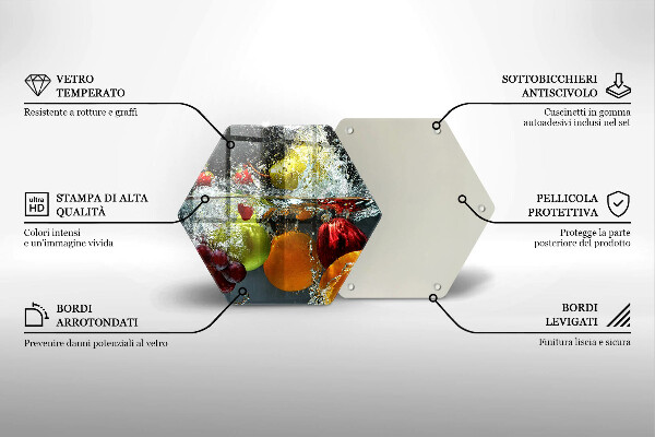 Steklena podloga za rezanje Sočno sadje v vodi