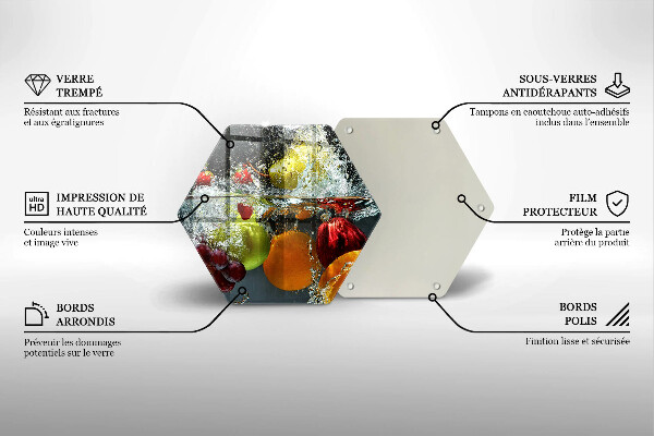 Steklena podloga za rezanje Sočno sadje v vodi