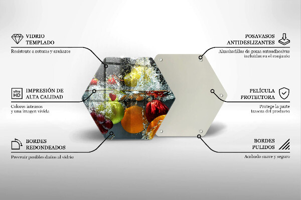 Steklena podloga za rezanje Sočno sadje v vodi