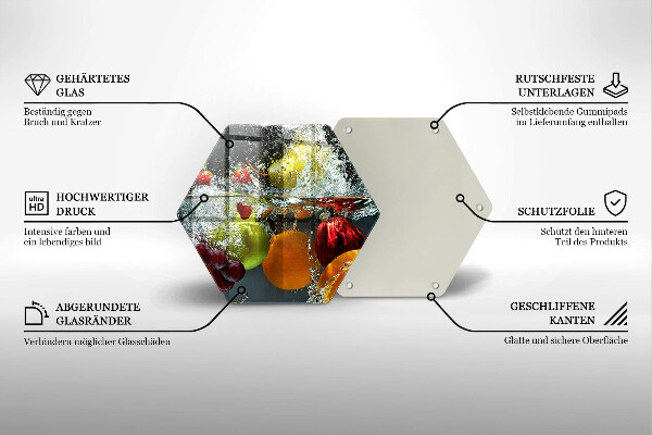 Steklena podloga za rezanje Sočno sadje v vodi