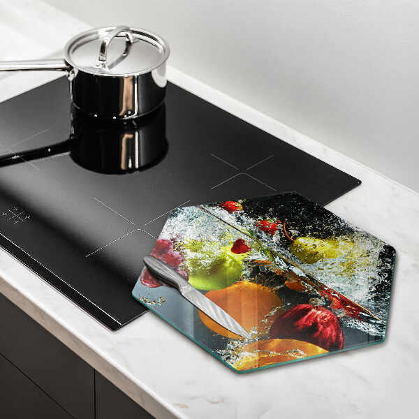 Steklena podloga za rezanje Sočno sadje v vodi