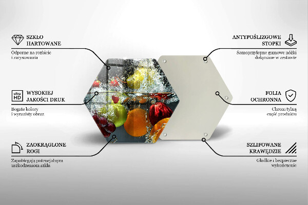 Steklena podloga za rezanje Sočno sadje v vodi