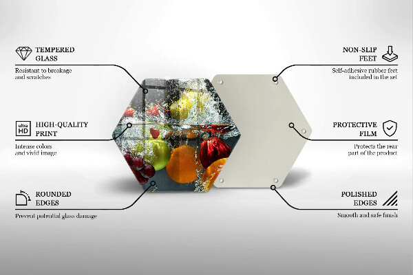 Steklena podloga za rezanje Sočno sadje v vodi