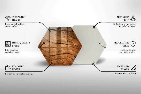 Steklena podloga za rezanje Tekstura lesene plošče
