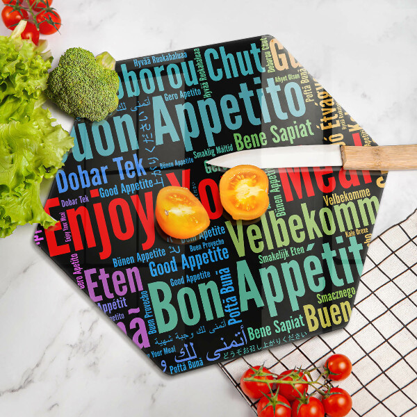 Steklena podloga za rezanje Podnapisi Bon appetit jeziki