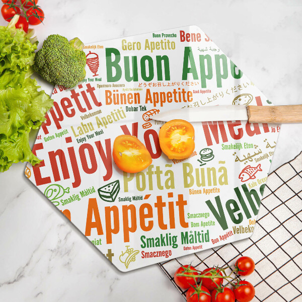 Steklena podloga za rezanje Podnapisi Bon appetit jeziki