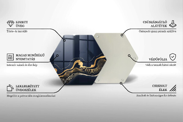 Steklena podloga za rezanje Abstraktne zlate črte