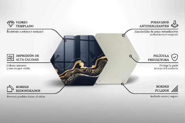 Steklena podloga za rezanje Abstraktne zlate črte