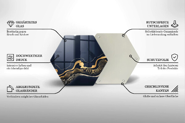 Steklena podloga za rezanje Abstraktne zlate črte