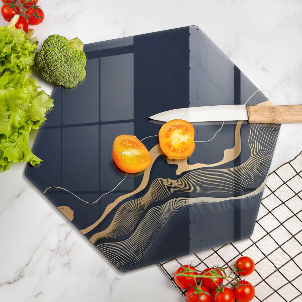 Steklena podloga za rezanje Abstraktne zlate črte