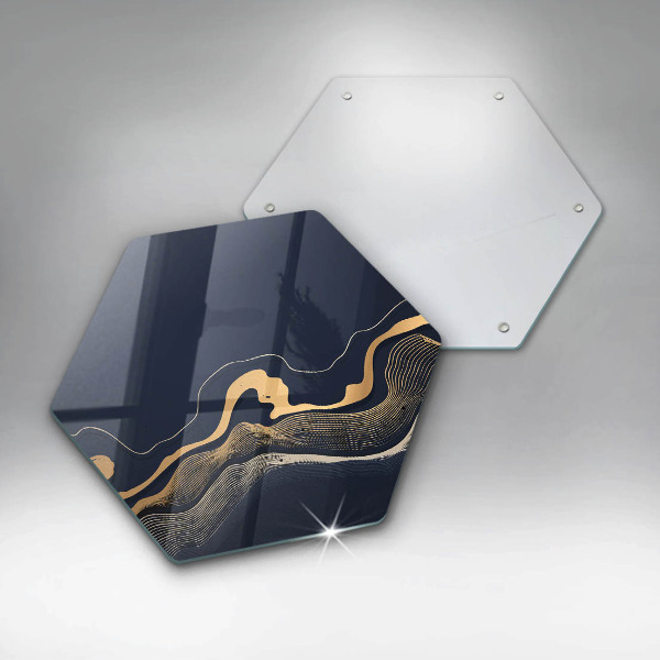 Steklena podloga za rezanje Abstraktne zlate črte