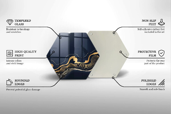 Steklena podloga za rezanje Abstraktne zlate črte